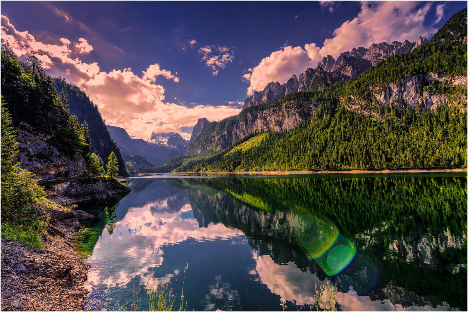 foresta, natura, estate, lago, montagne, acqua