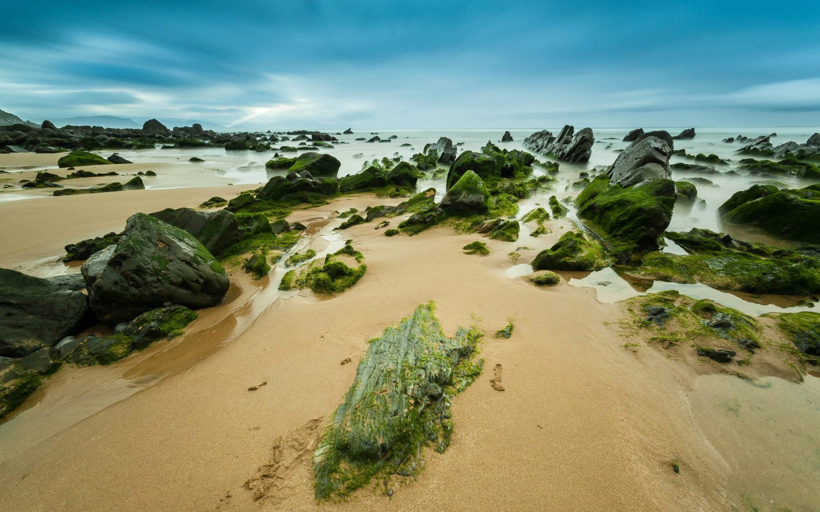 the sky, stones, sea, clouds