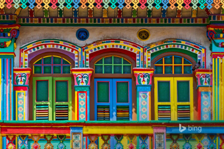 facade, Little India, verf, luiken, Singapore, het gebouw, venster