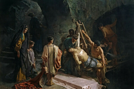 genre, interior, Mythology, picture, The Burial Of St. Sebastian