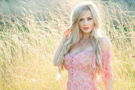 Aida Ridic, BEAUTY, blonde, dress, face, grass, hair, summer