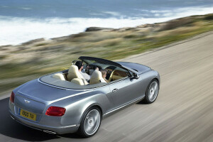 Bentley, convertible, road, sea