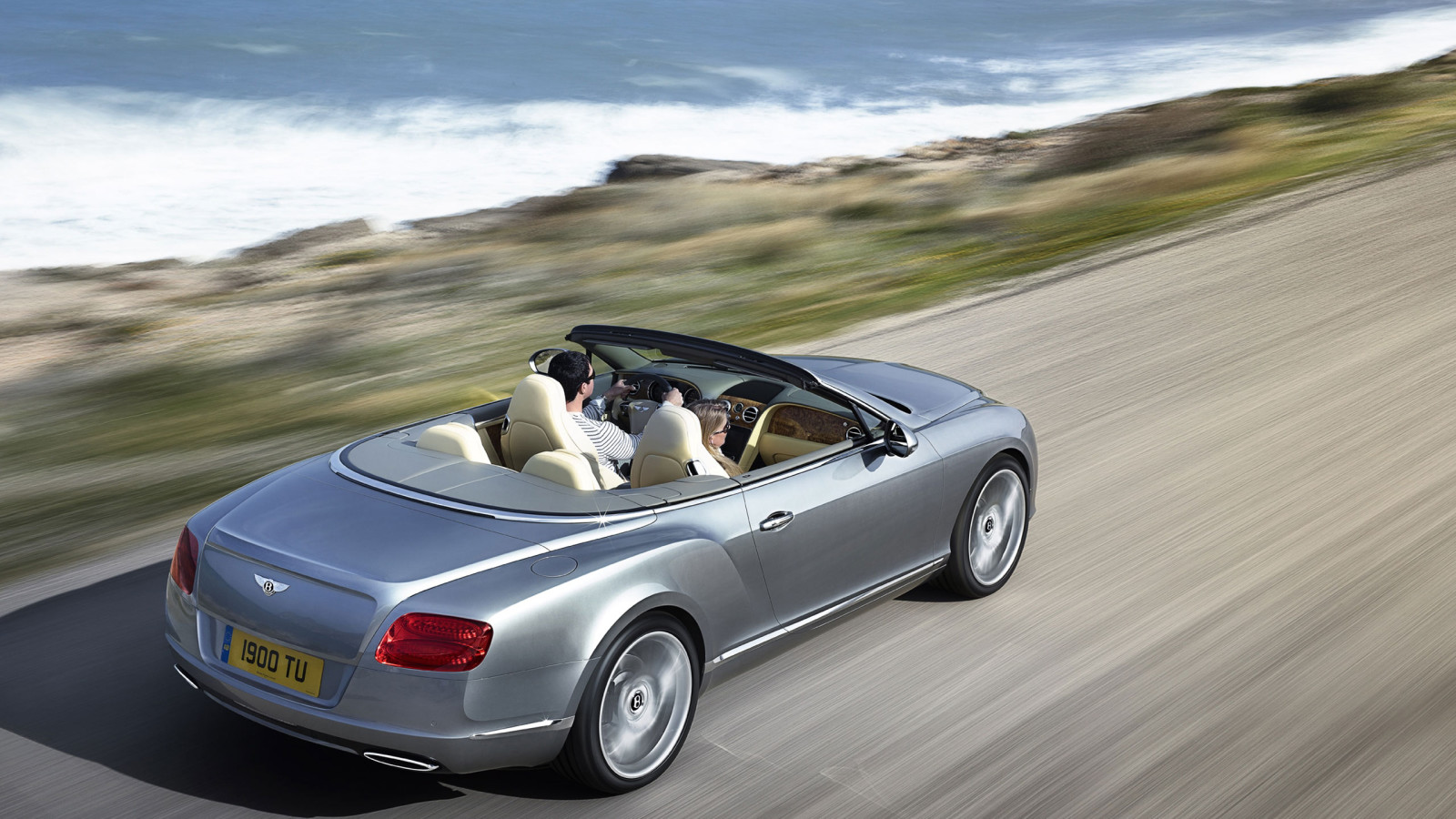 road, sea, Bentley, convertible