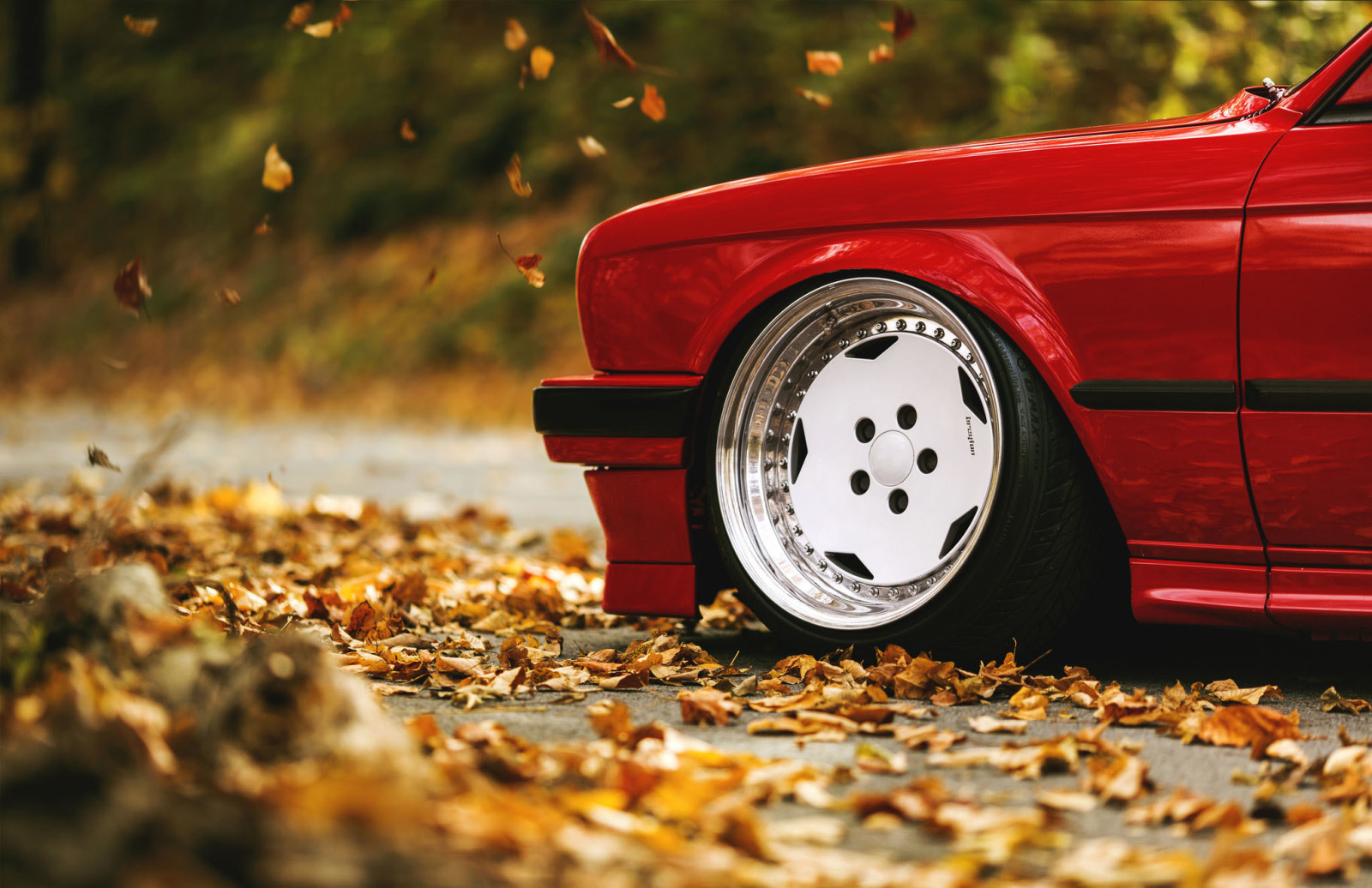 autumn, road, leaves, BMW, E30