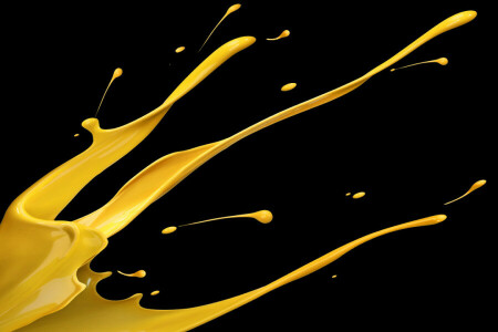 black background, drops, paint, yellow