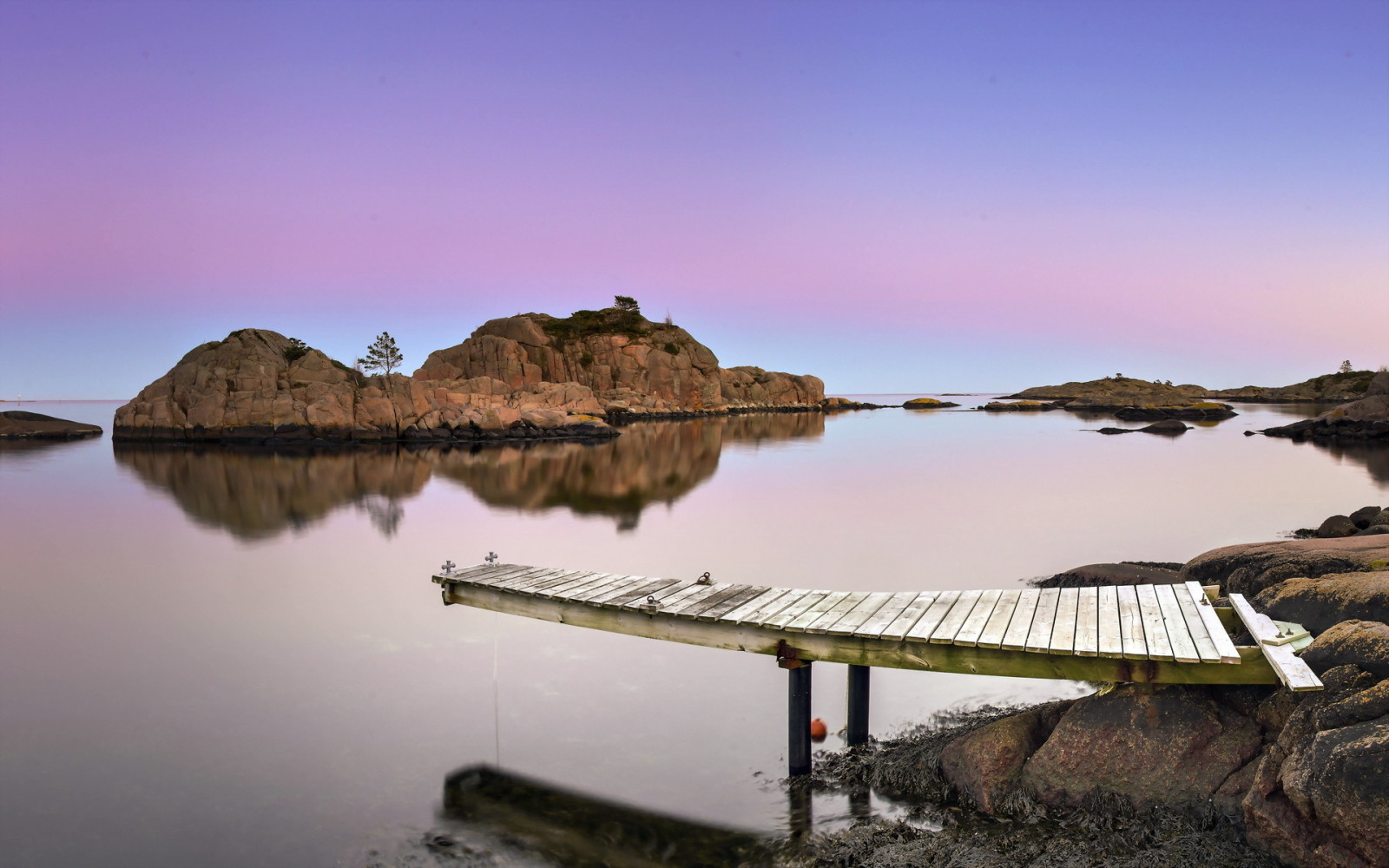 meer, landschap, Brug