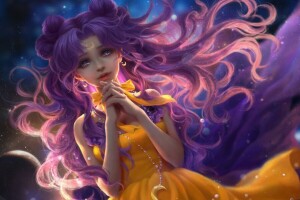 een maand, anime, kunst, Bishoujo Senshi Sailor Moon, keten, meisje, Luna, sunmomo