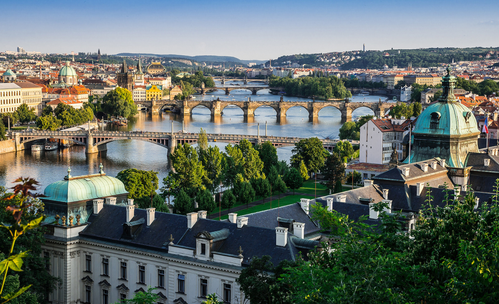 himmelen, Hem, panorama, broar, prag, Tjeckien, Floden Vltava