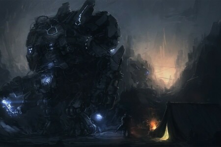 art, dark, giant, Halt, people, robot, Tent, Yingluo Wang