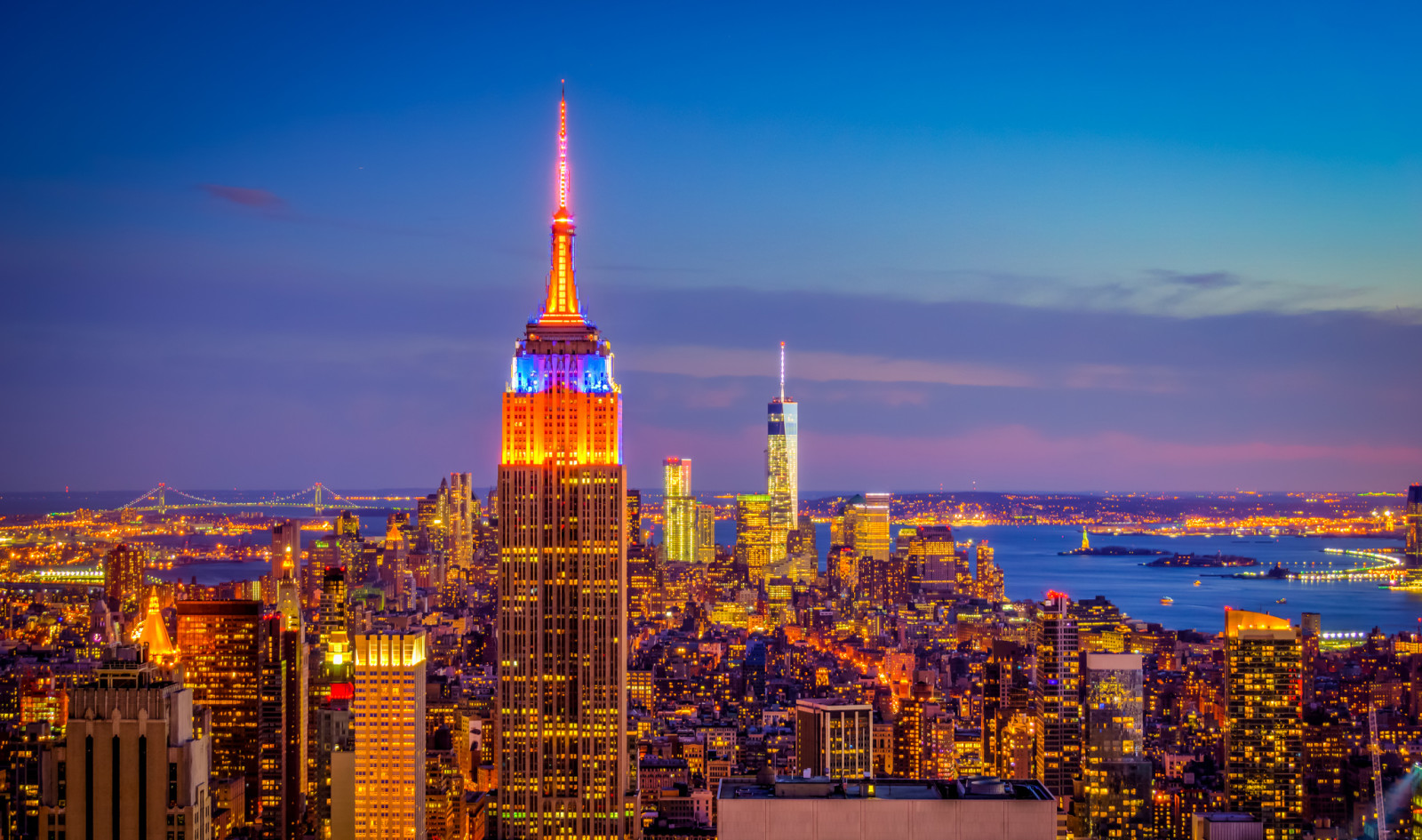 il cielo, la sera, tramonto, luci, nuvole, casa, Stati Uniti d'America, panorama