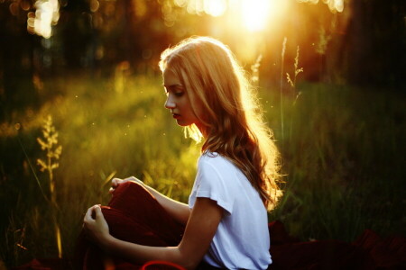 girl, light, summer