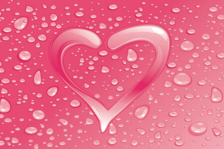 drops, heart, lovers, postcard, valentine's day