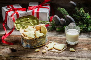 Gâteaux, Noël, biscuits, décoration, glaçage, Joyeux, Nouvel An, sucré