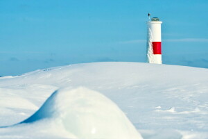 Fyrtårn, sne, vinter