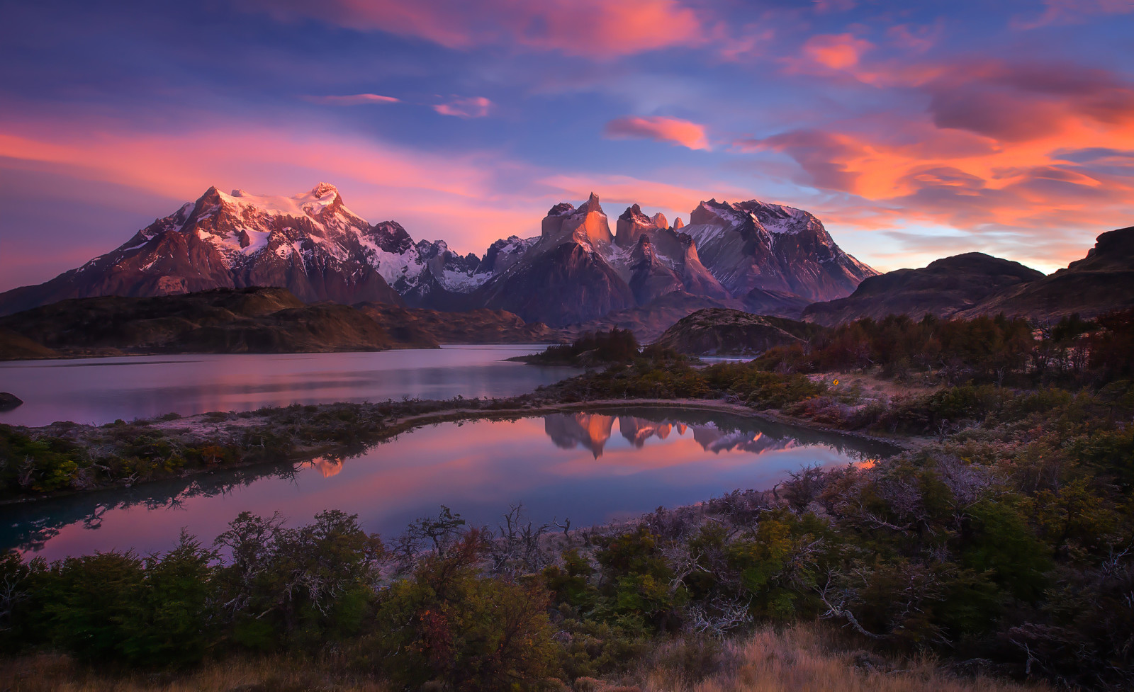 el cielo, lago, nubes, Patagonia, Sudamerica, Las Montañas de los Andes