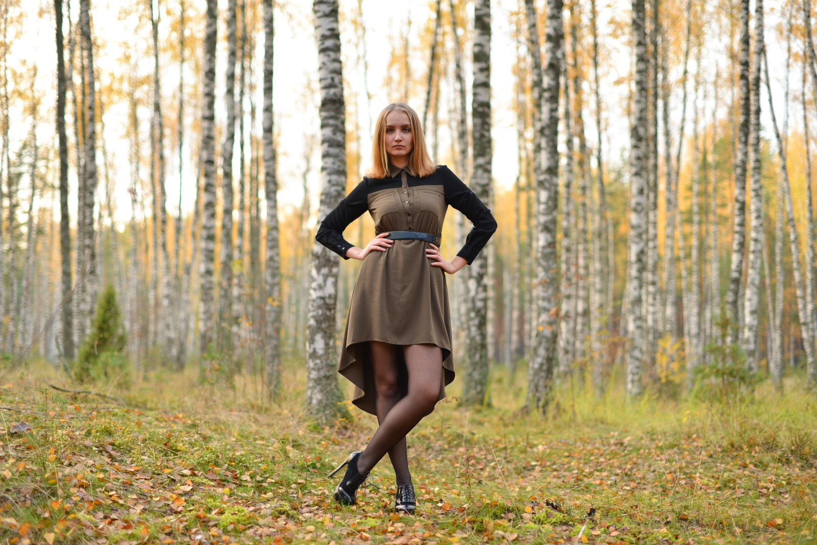 autumn, look, nature, face, girl, hair, dress