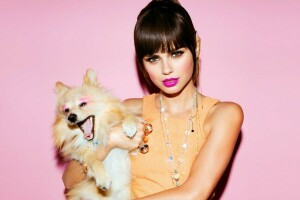 background, dog, lips, look, makeup, model, Xenia Deli