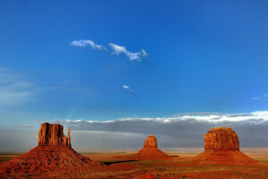 clouds, Monument valley, mountains, rocks, the sky, USA