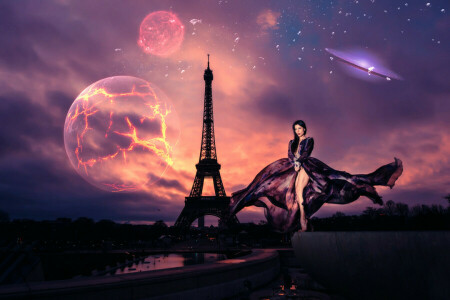 ragazza, Parigi, l'universo