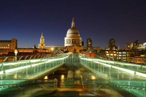 Pont, bâtiment, bâtiments, Capitale, Angleterre, L'Europe , soir, Grande Bretagne