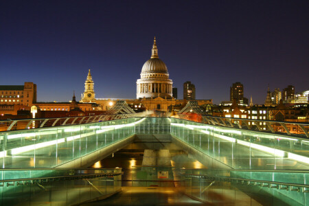 Pont, bâtiment, bâtiments, Capitale, Angleterre, L'Europe , soir, Grande Bretagne