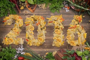 2016, glücklich, Neujahr, Pasta