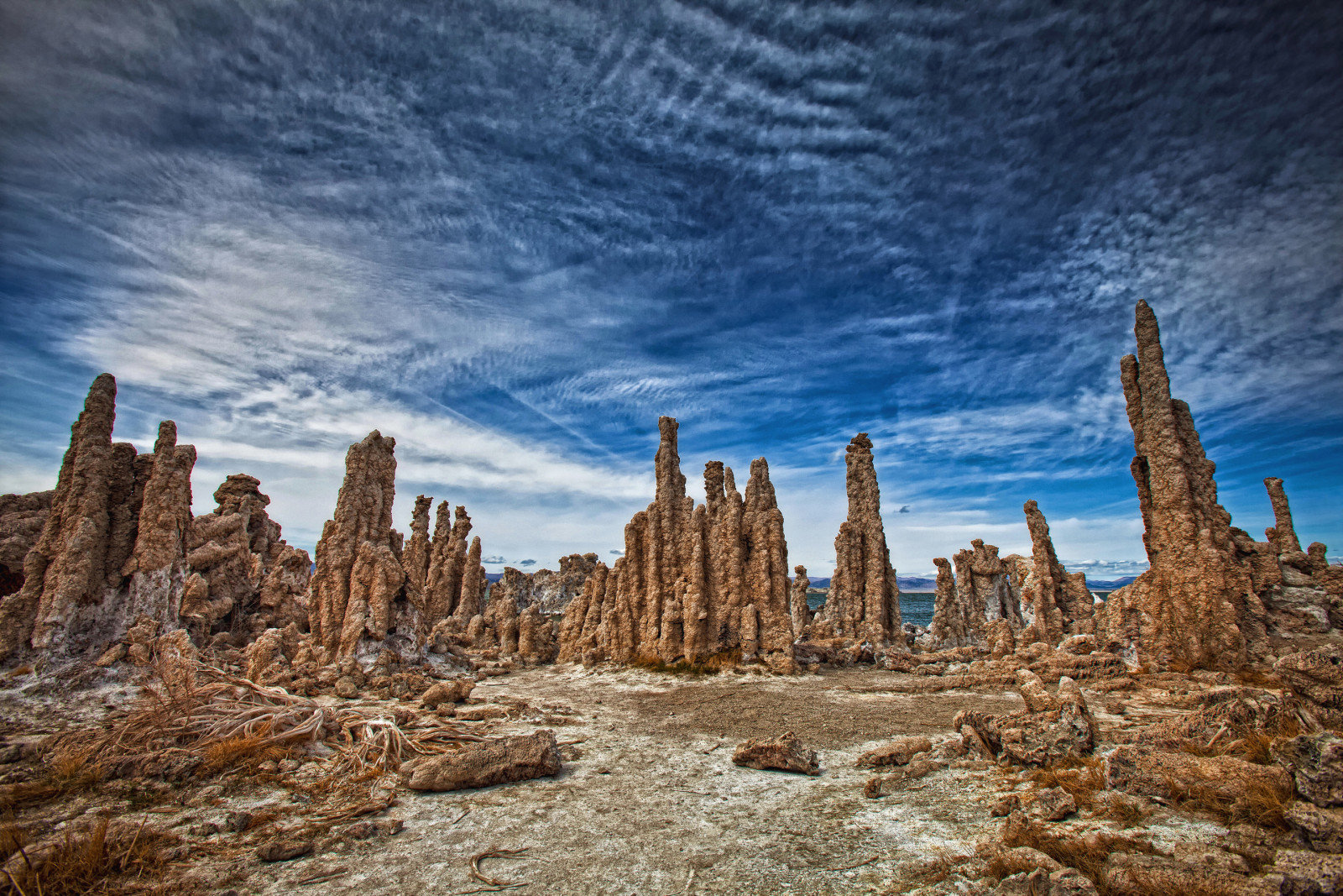 the sky, stones, clouds, rocks