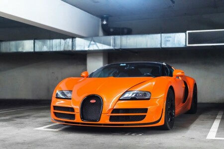 Bugatti, veľký, oranžový, šport, Veyron, Vitesse