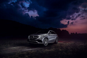 AMG, nubes, Frente, GLE, Mercedes-Benz, Plata, SUV