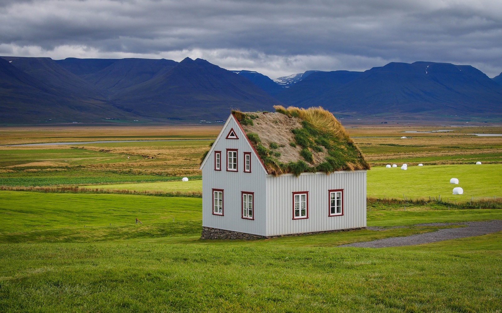 gras, natuur, huis, bergen, IJsland, dak, SOD-house