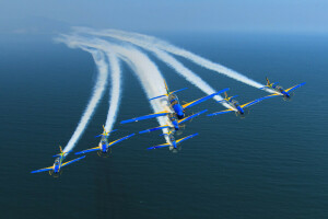 aircraft, Brazil, FAB, Rio de Janeiro, sea, smoke, The Squadron Smokes