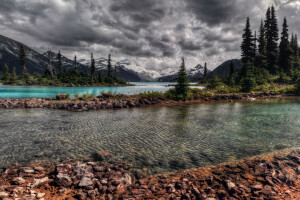 Canada, rivière, rive, Le ciel