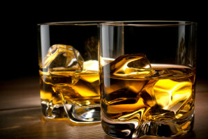 alkohol, glas, is, whisky