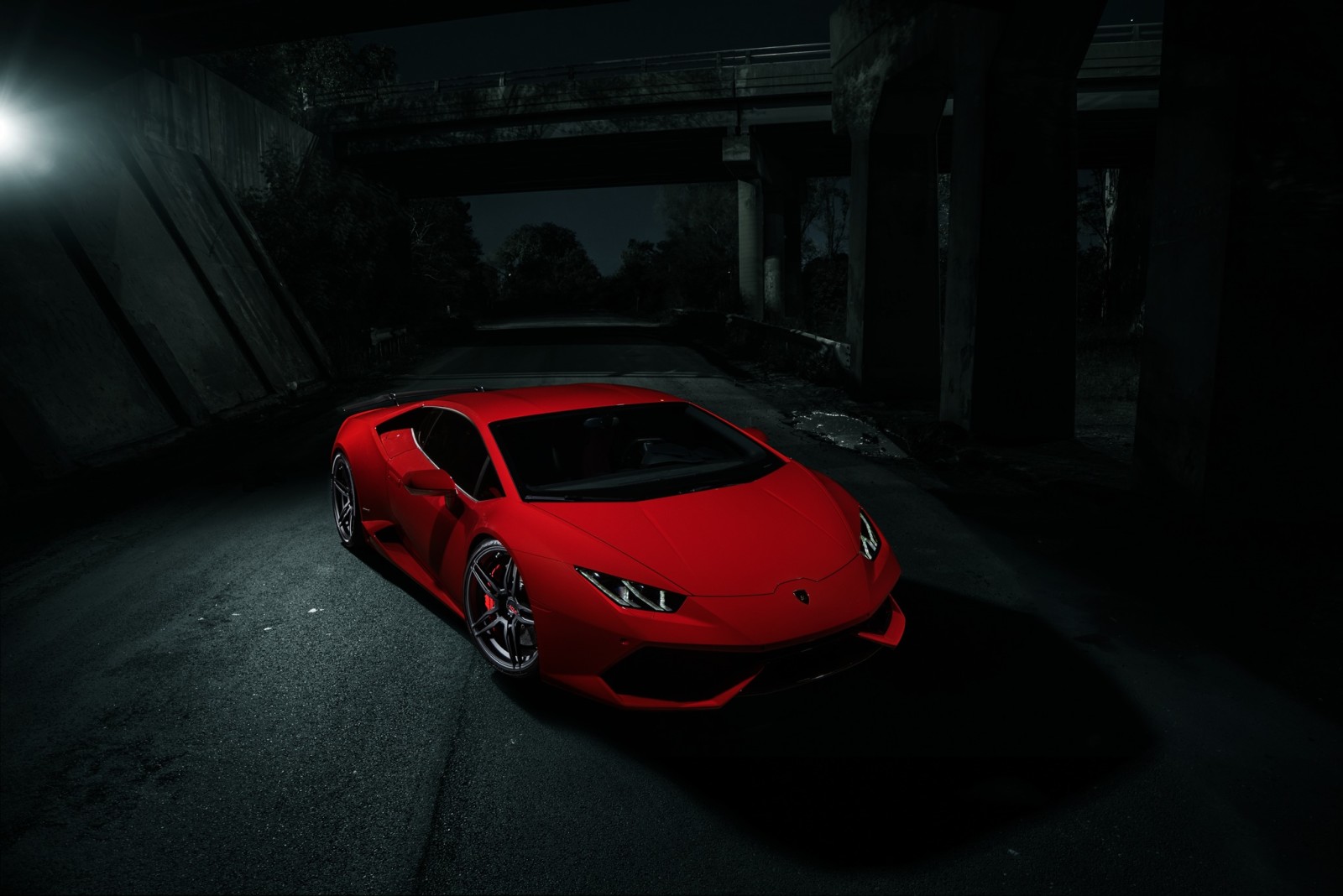 Lamborghini, kırmızı, renk, karanlık, Huracan, Ön, gece, LP610-4