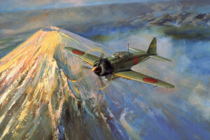 a6m, arte de la pintura, Guerra, ww2, Cero