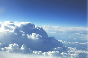 nuvens, horizonte, o céu