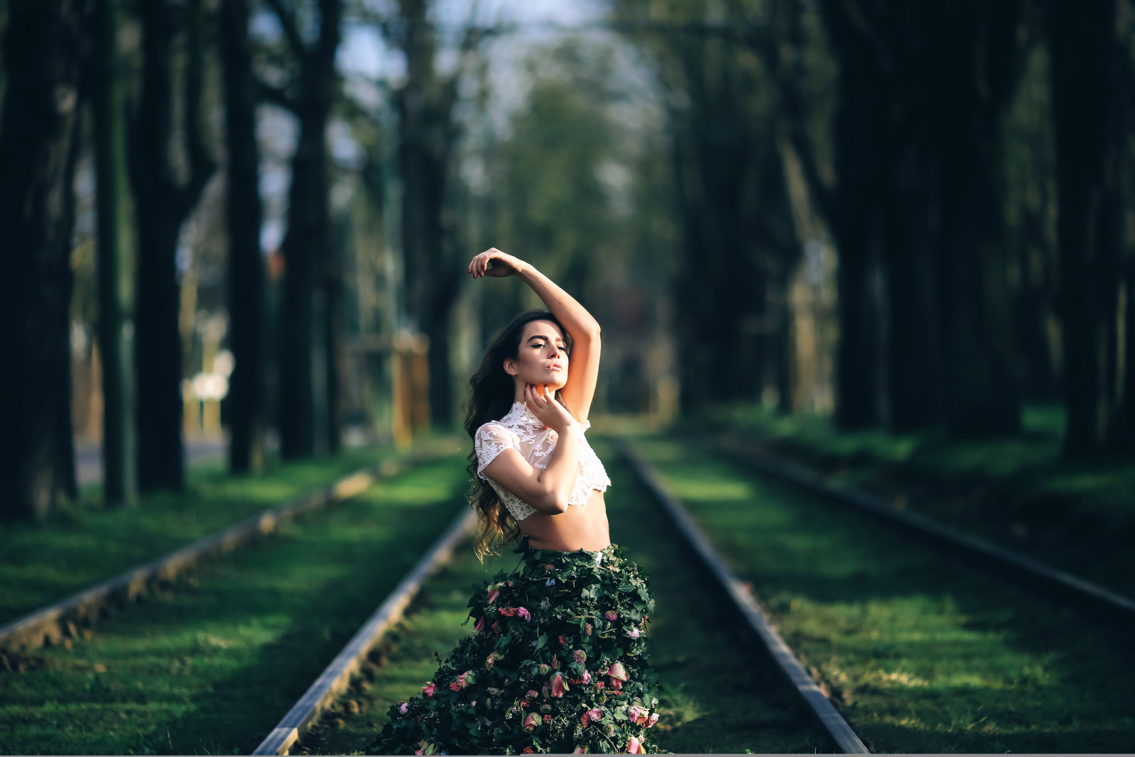 girl, roses, skirt, David Olkarny