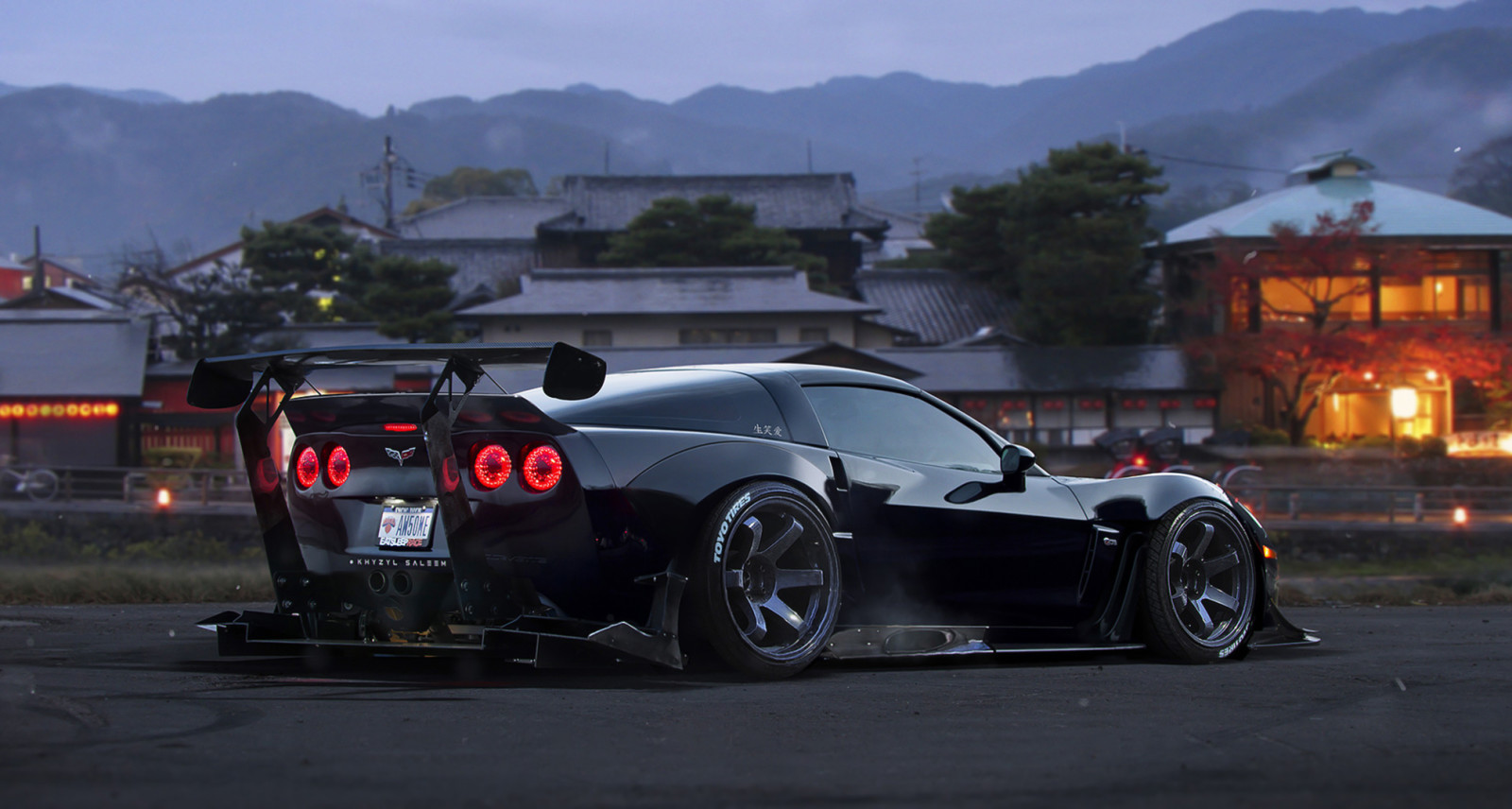 black, car, Race, Corvette, future, tuning, by Khyzyl Saleem