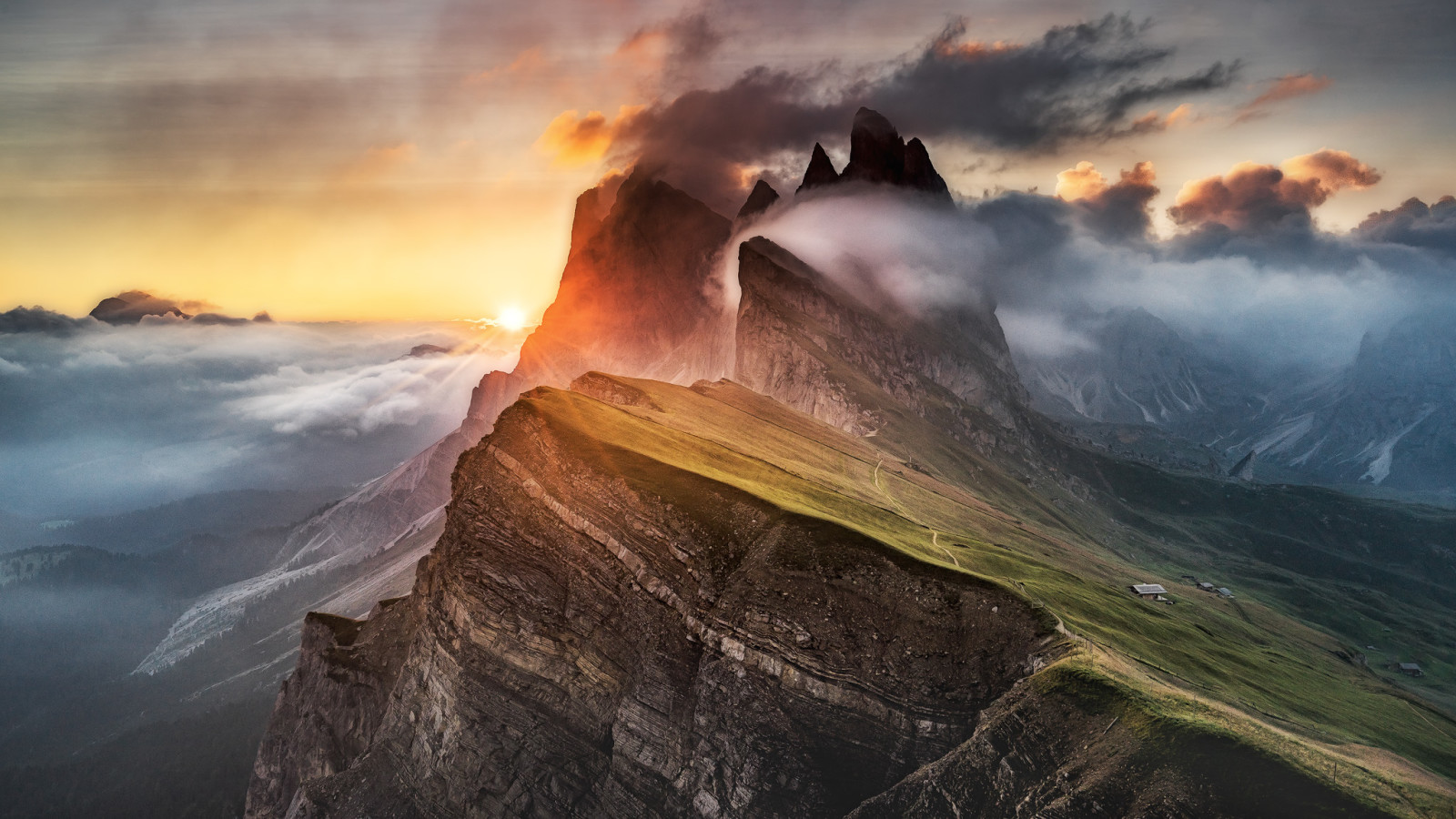 lys, fjell, skyer, tåke, Alpene