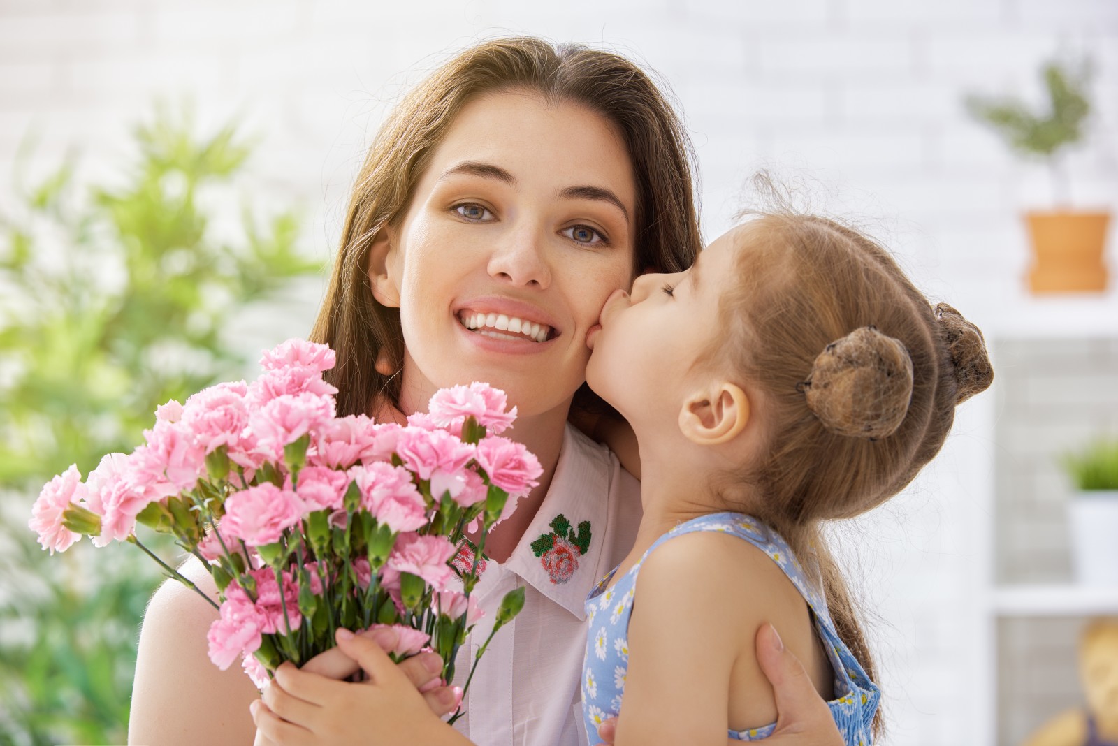 amor, flores, mãe, filha, ternura, Cuidado