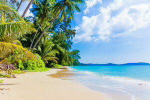 playa, azul, Paraíso, arena, mar, apuntalar, verano, ola