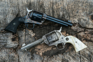 revolvers, the handle, trunks, two, weapons