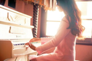 girl, Music, piano