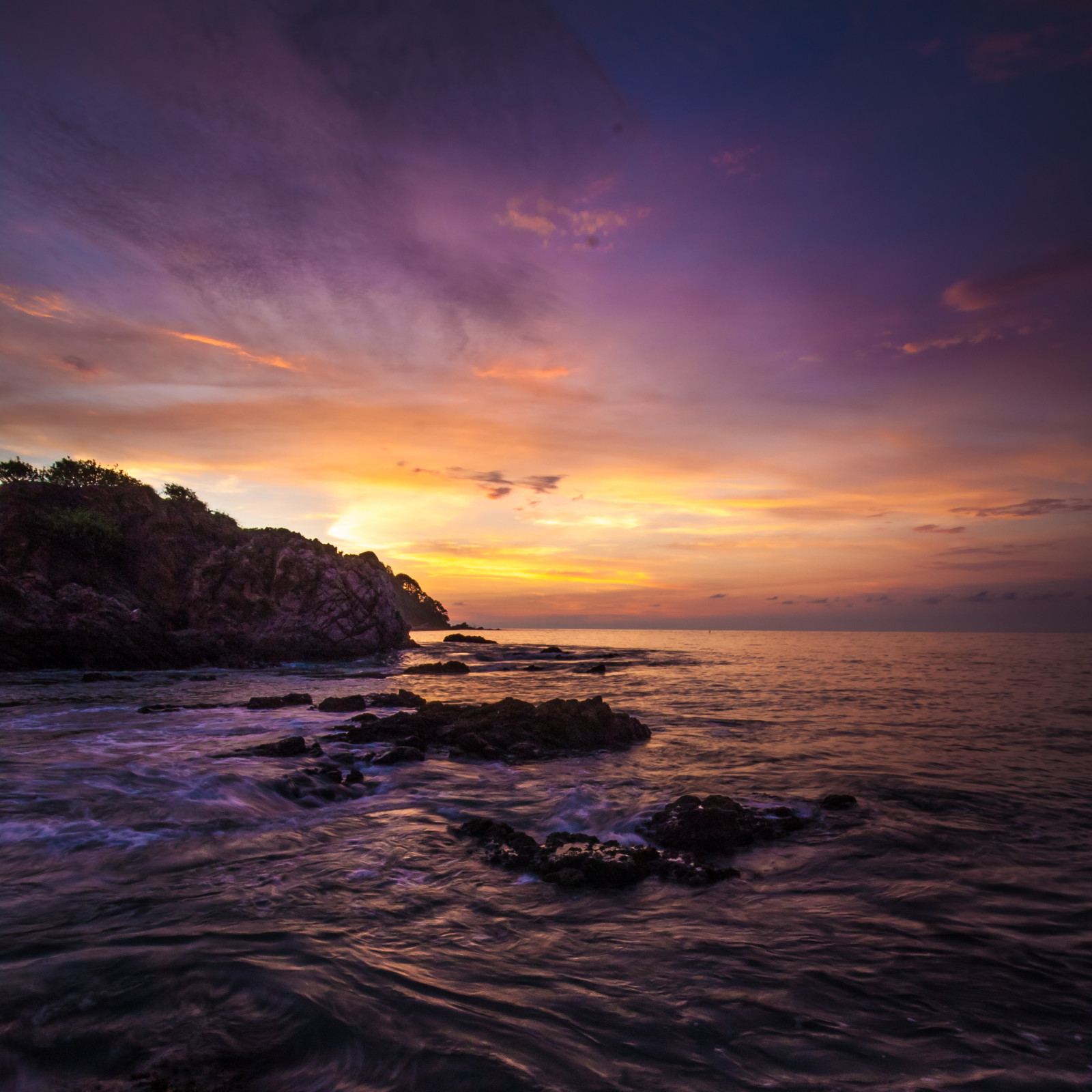 Strand, Havet, soloppgang, stein, Mexico