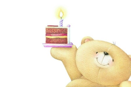 art, bear, Birthday, cake, candle, children's, Forever Friends Deckchair bear, holiday