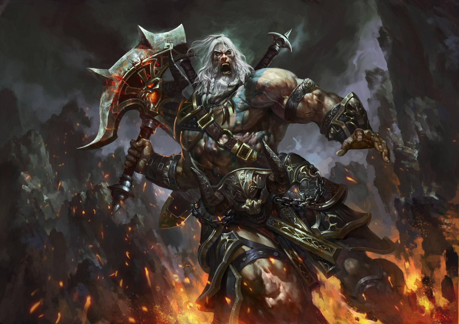 look, weapons, warrior, fire, armor, Creek, Barbarian, Diablo 3