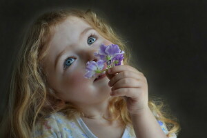 niña, Mira, retrato