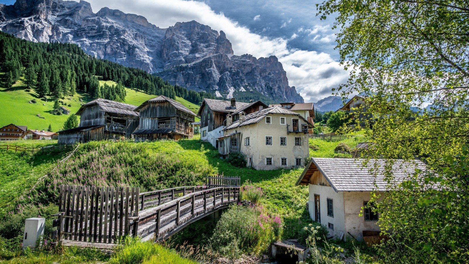 fjellene, hjem, Italia, skråningen, landsby, broen, Dolomittene, Sør-Tirol