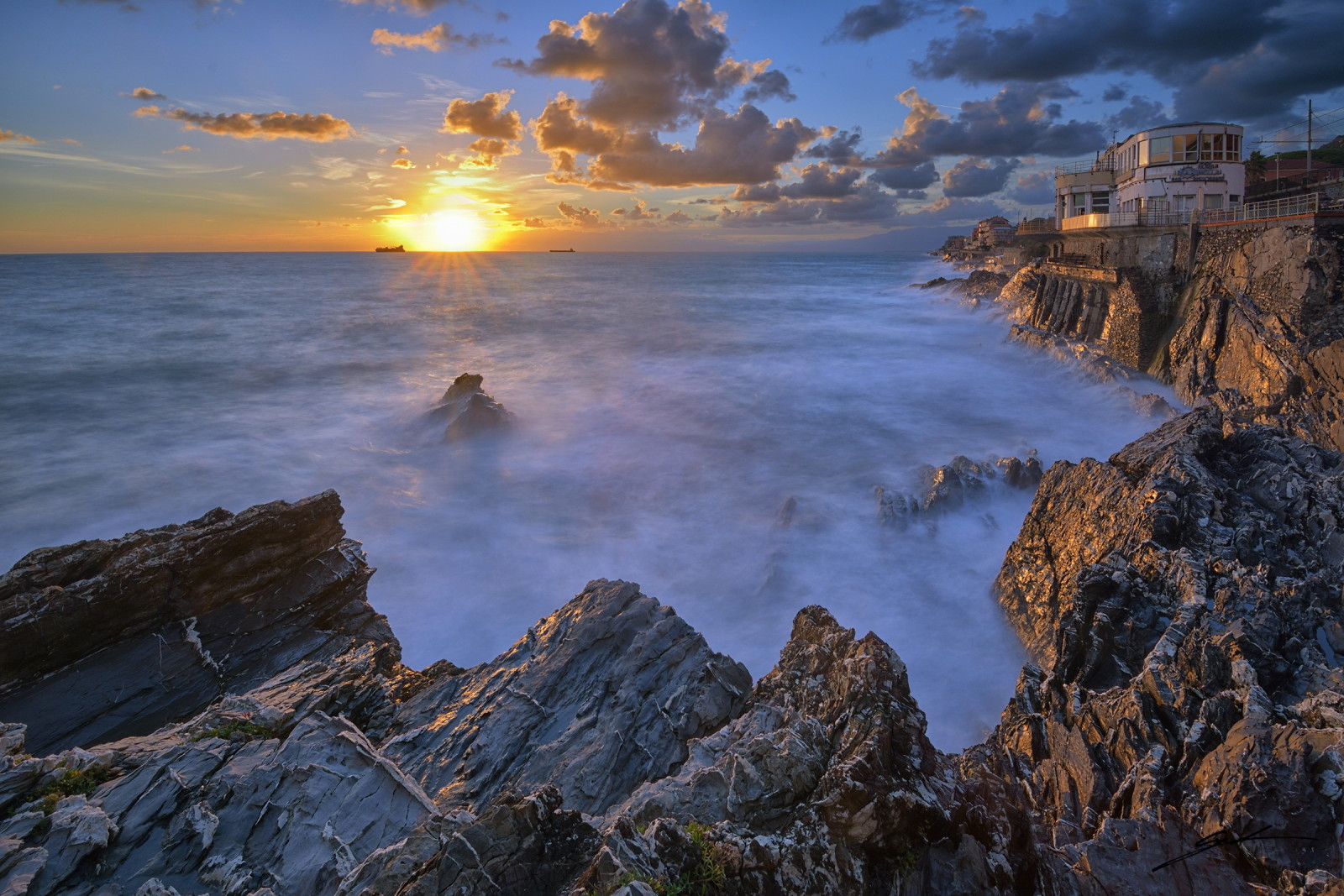 Sonnenuntergang, Meer, Hotel Marinella