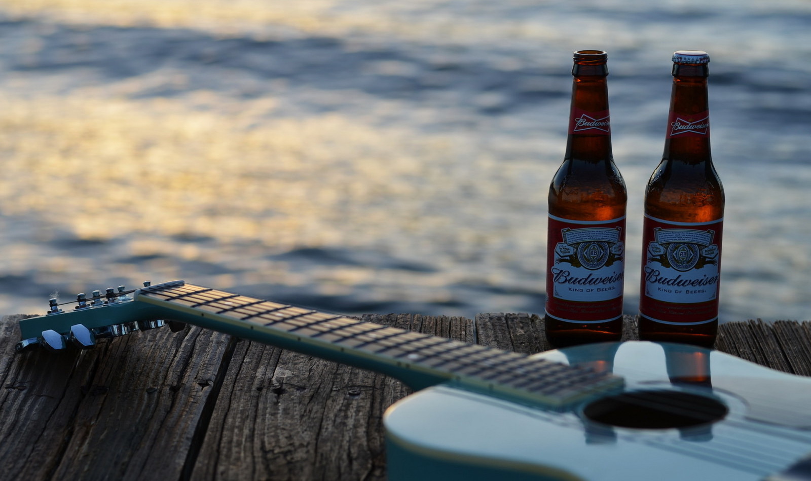 Muziek, gitaar, bier